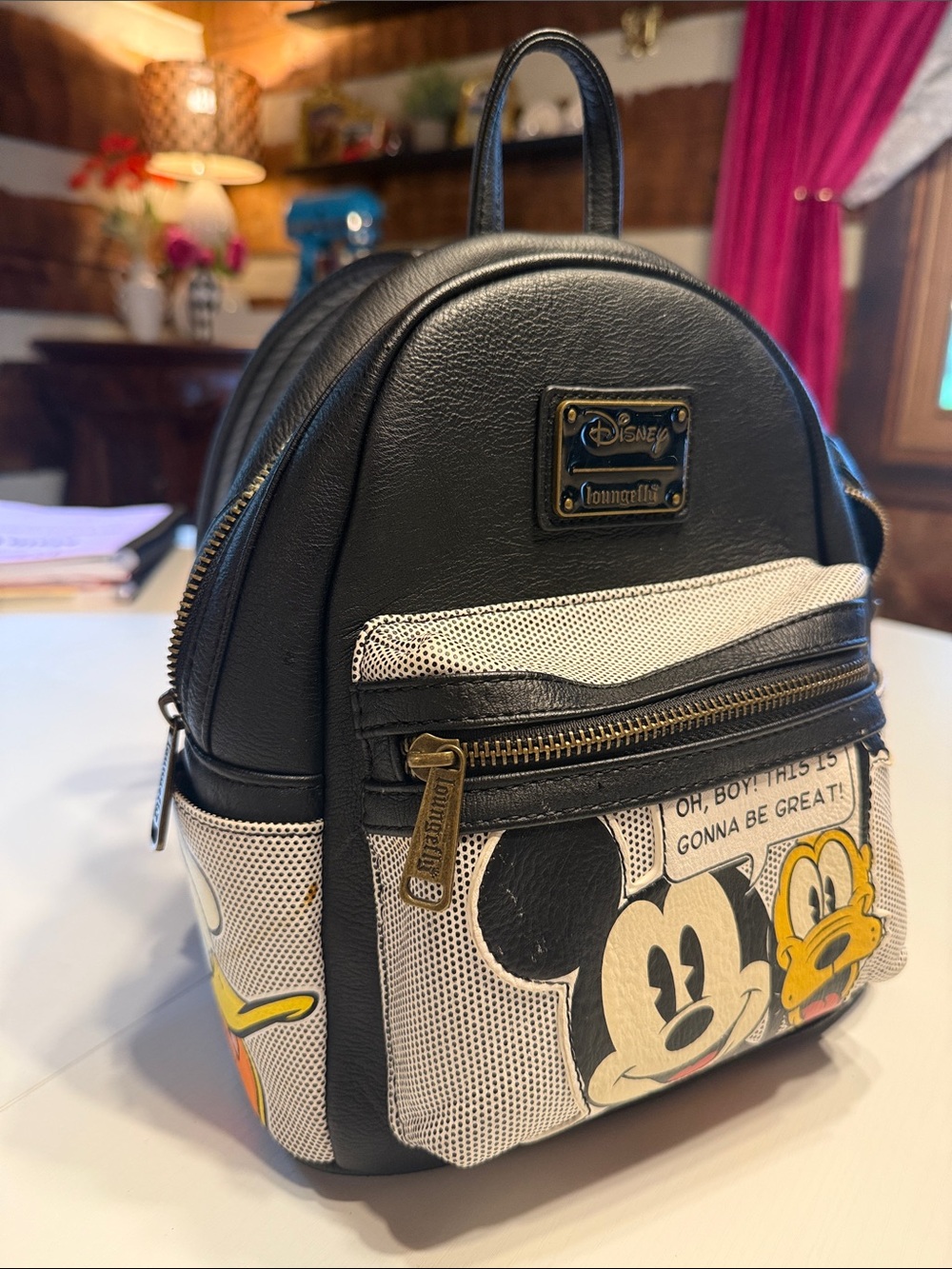Loungefly Black & Cream Mickey & Friends Mini Backpack